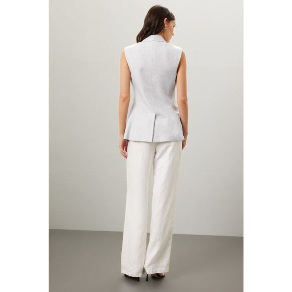 DEREK LAM 10 CROSBY Gray Linen Blend Sleeveless Taylor Vest Size 2 - Picture 2 of 16